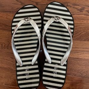 Michael Kors black and silver wedge sandals